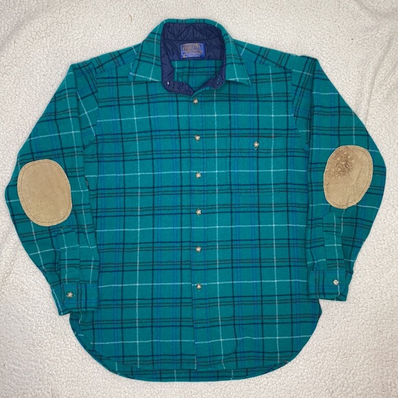 Pendleton Tops - Vintage Pendleton Wool Plaid Flannel With Elbow Pads: Size Medium